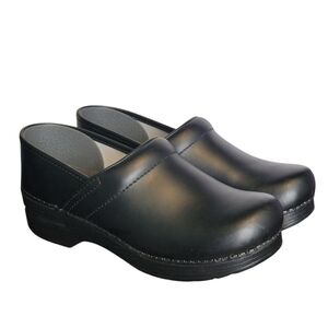 Dansko Womens Professional Black Leather Clogs 39, US 8.5-9